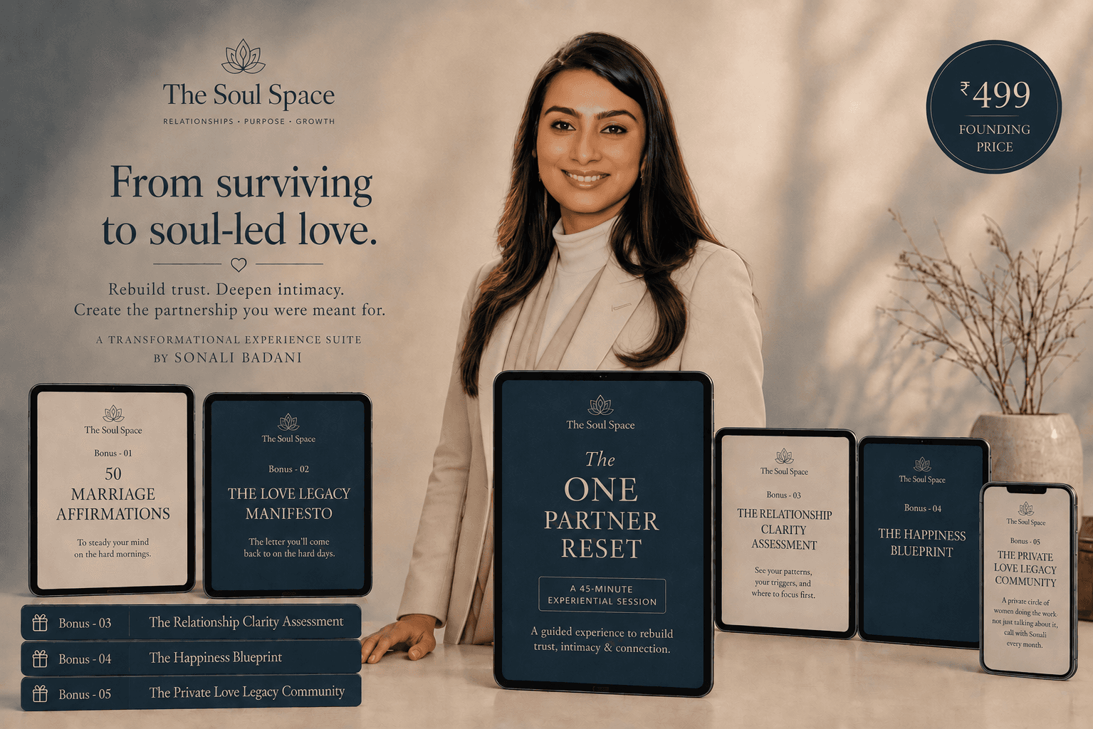 Sonali Badani with The One Partner Reset book suite